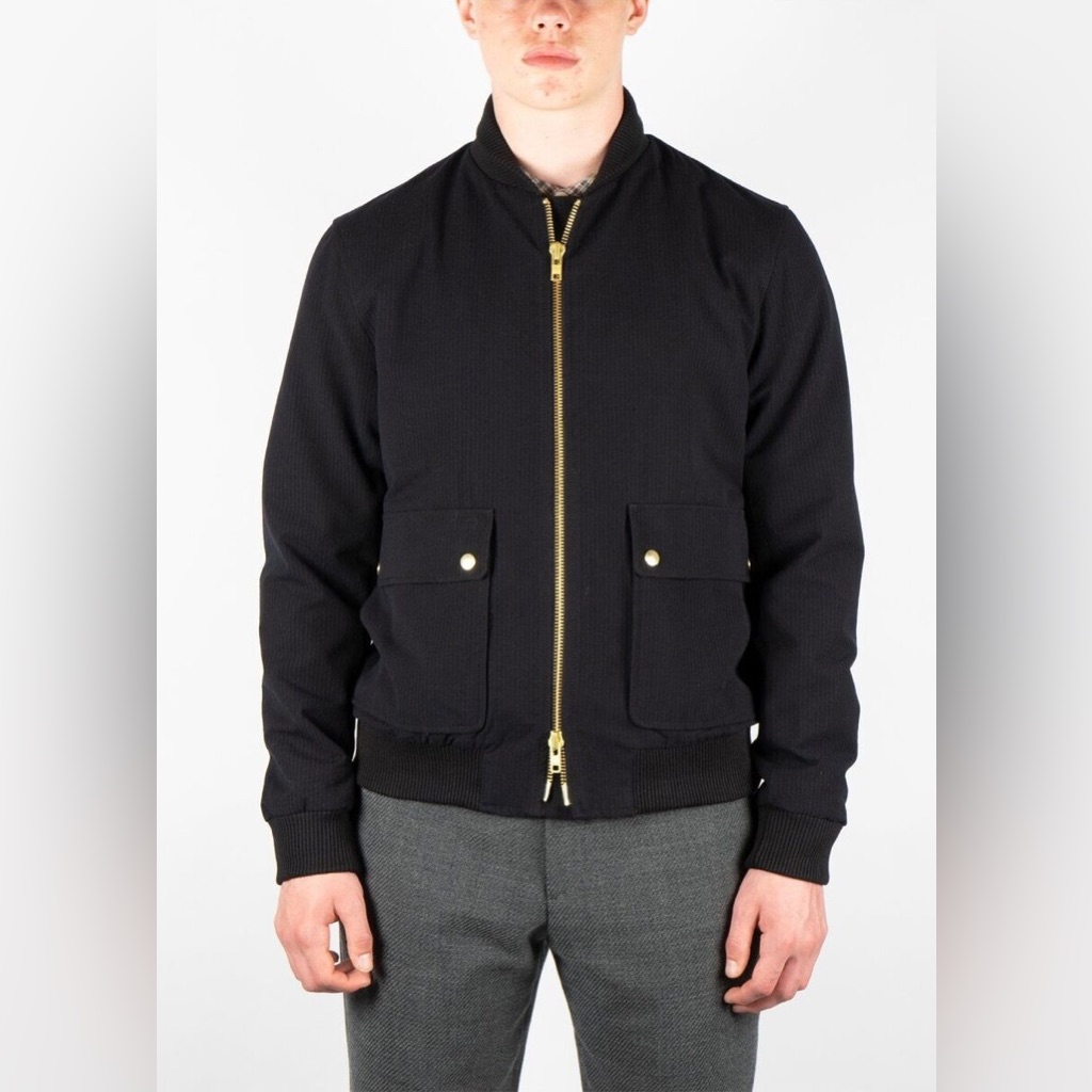 Oliver Spencer Bermondsey Bomber Jacket Tamworth Midnight Size Uk38/Medium